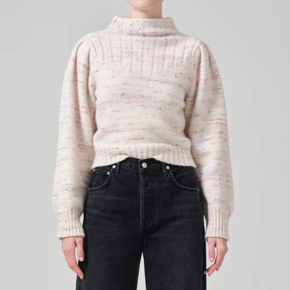 Citizens of Humanity Claudia Turtleneck Puff-Sleeve Sweater New Size Small